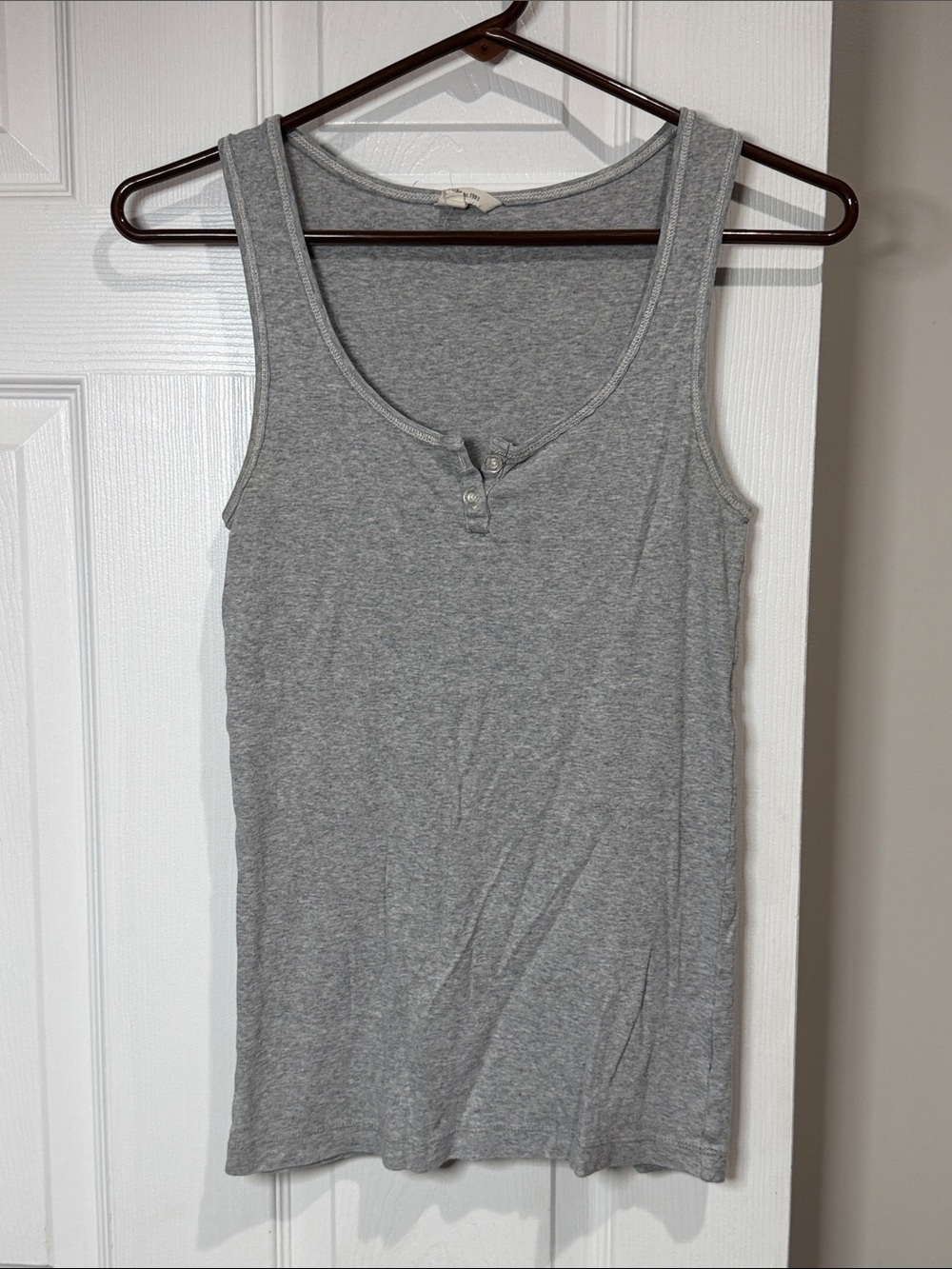 Heritage 1981 Gray Ribbed Tank with Henley Buttons